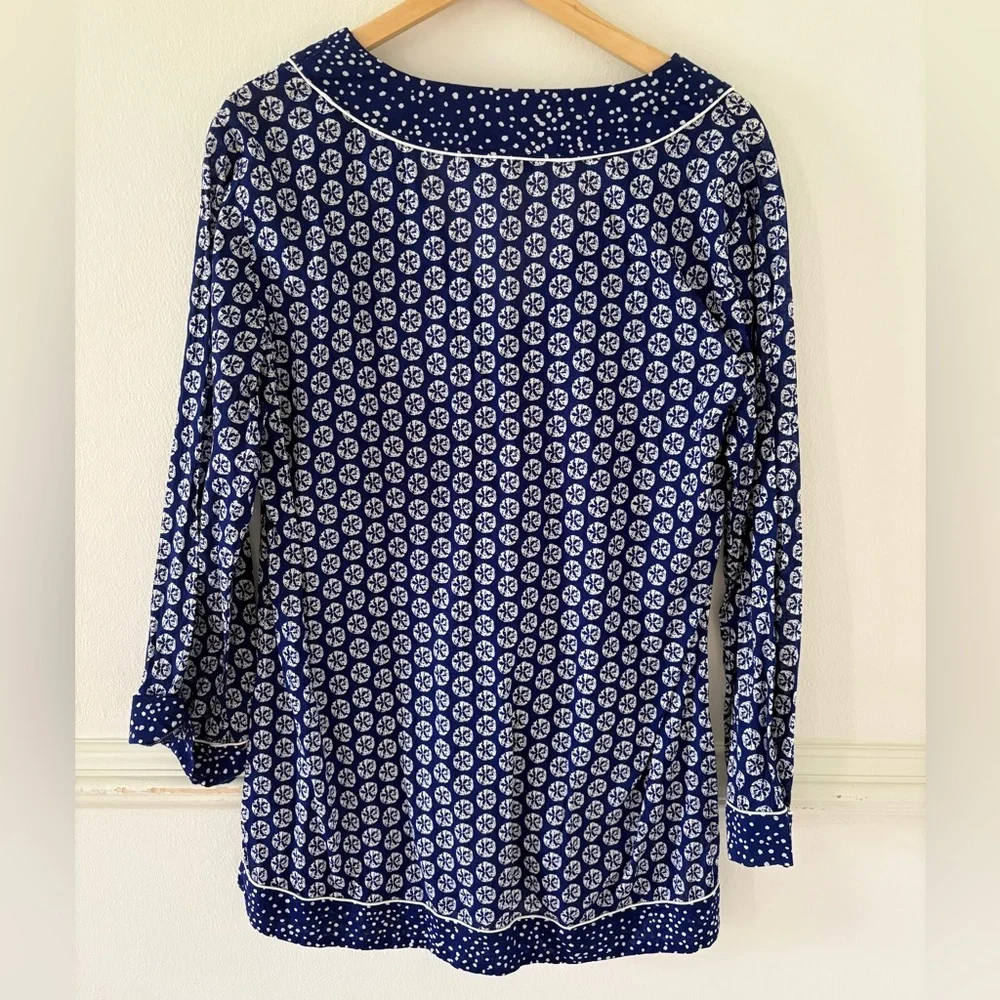 LA BLANCA Blue White Shells Cover Up Tunic | Size M | EUC | 100% Cotton - Picture 3 of 6